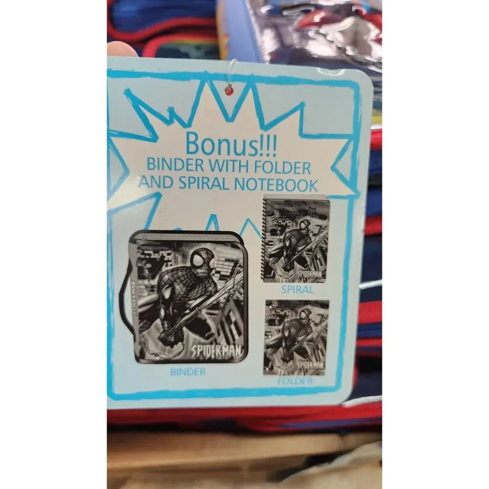 Vtg-NWT-Spider Man Zippered 3D-Ring Binder 2005 Marvel w/Folder, Spiral Notebook
